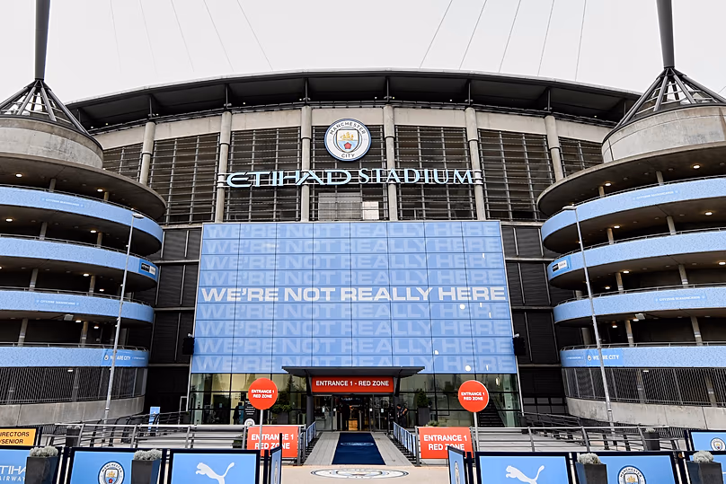 Une photo extérieure du terrain de Manchester City, l'Etihad Stadium de Manchester, le 17 juin 2020.