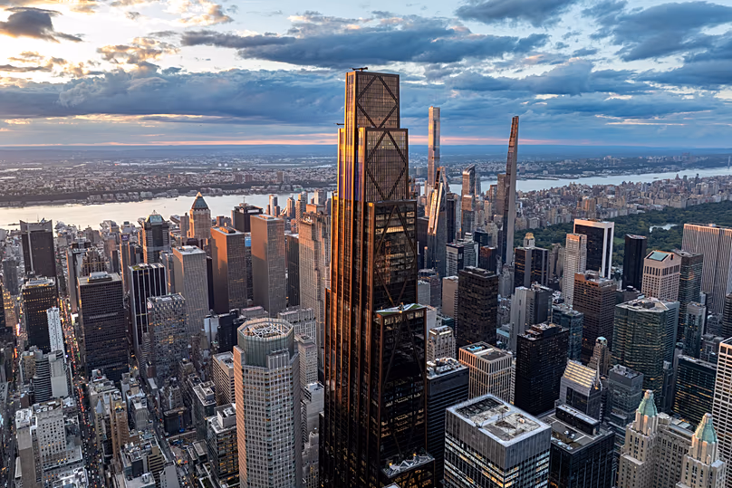 DÉPOSER. Siège social de JPMorgan Chase au 270 Park Skyline View, New York, octobre 2025